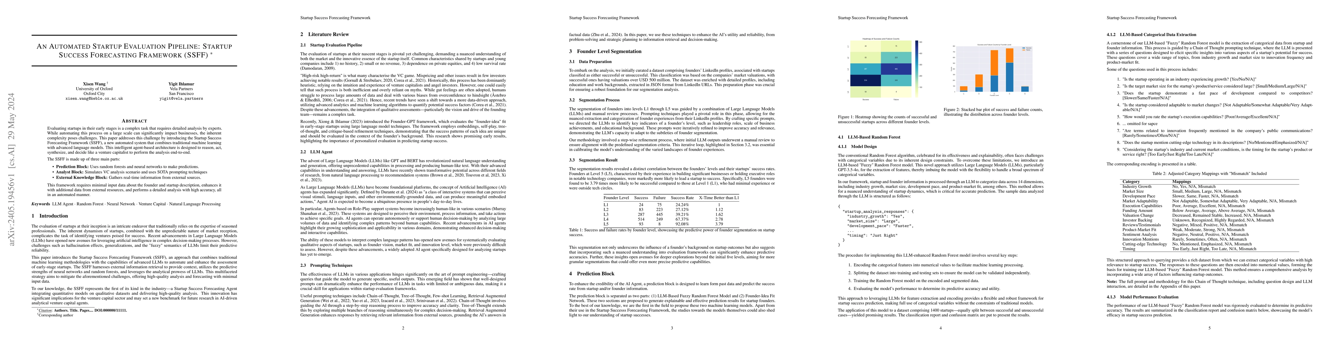 Thumbnail for An Automated Startup Evaluation Pipeline: Startup Success Forecasting
  Framework (SSFF)
