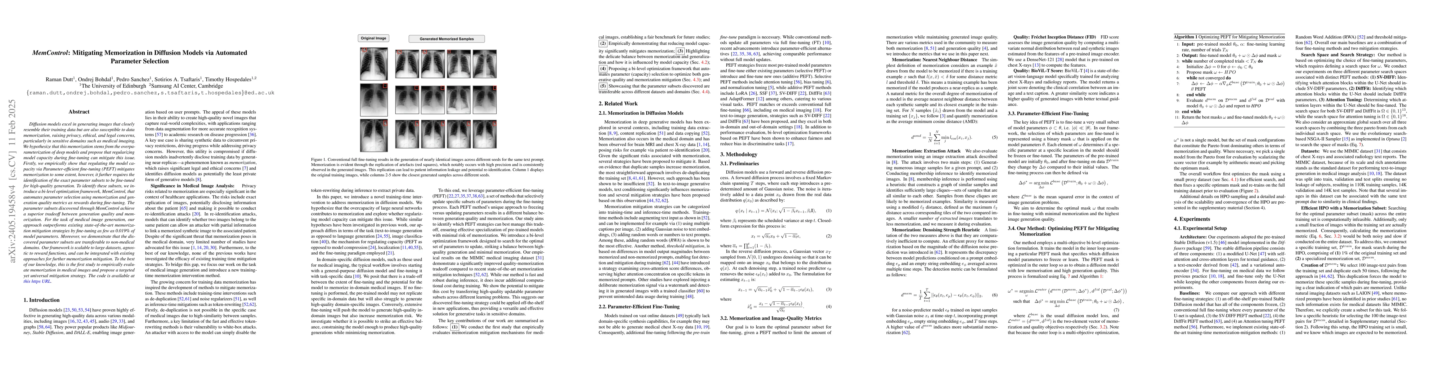 Thumbnail for MemControl: Mitigating Memorization in Medical Diffusion Models via
  Automated Parameter Selection