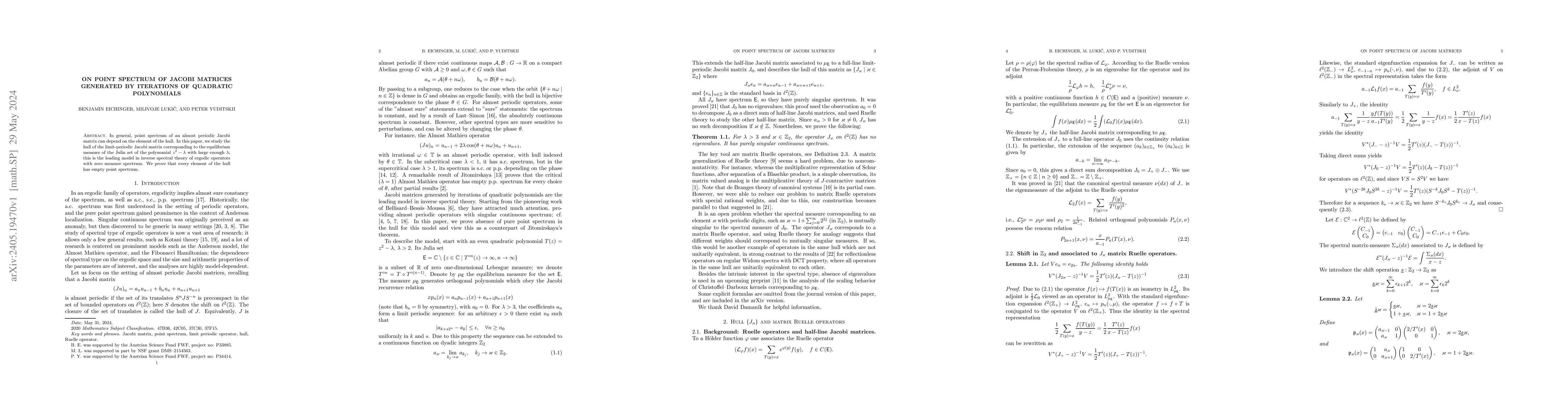 Thumbnail for On point spectrum of Jacobi matrices generated by iterations of
  quadratic polynomials