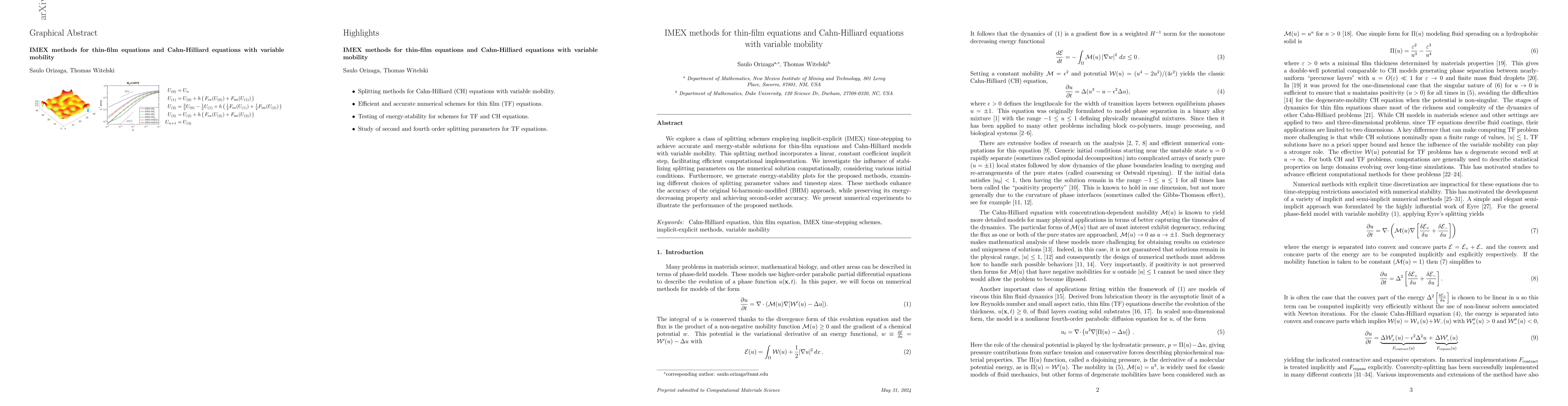 Thumbnail for IMEX methods for thin-film equations and Cahn-Hilliard equations with
  variable mobility