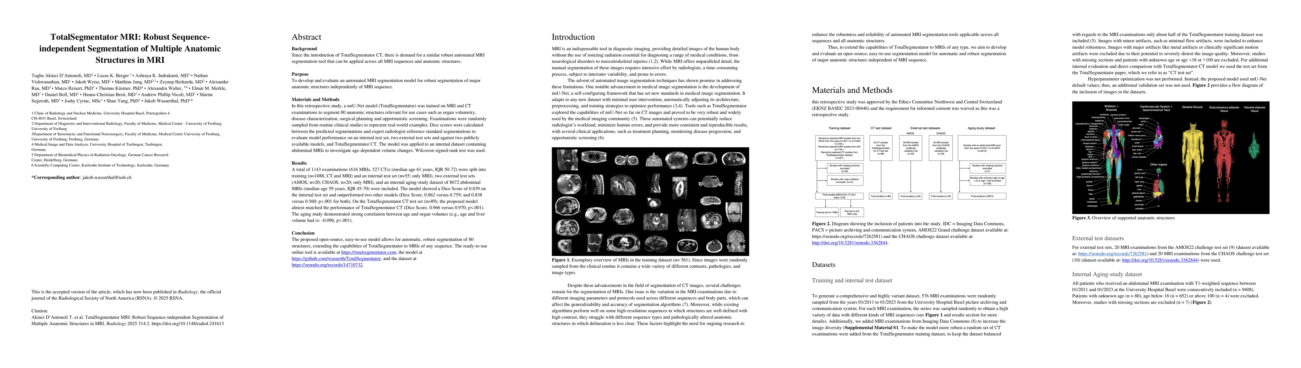 Thumbnail for TotalSegmentator MRI: Sequence-Independent Segmentation of 59 Anatomical
  Structures in MR images