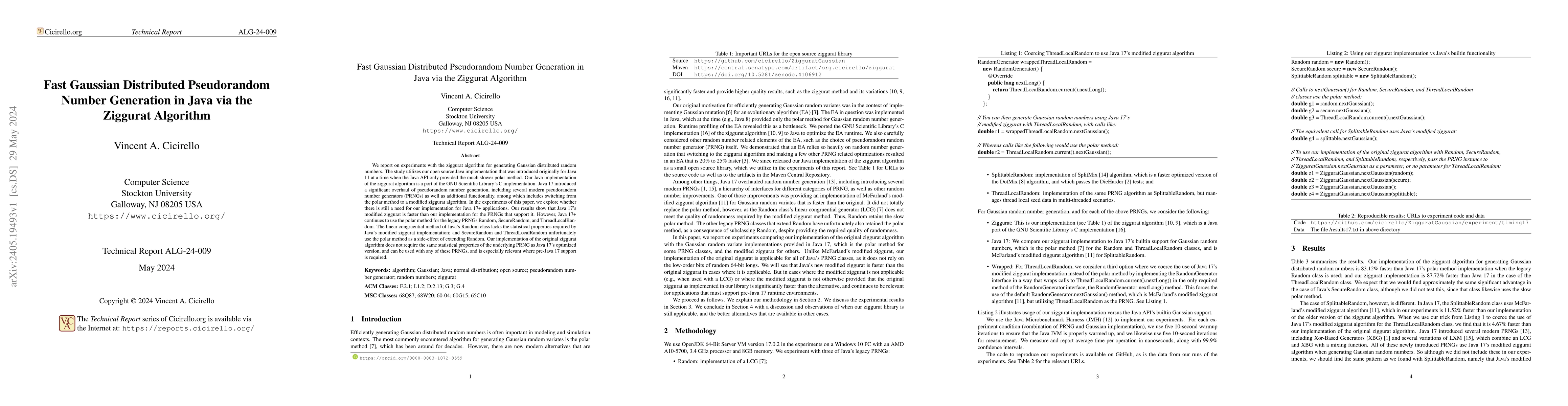 Thumbnail for Fast Gaussian Distributed Pseudorandom Number Generation in Java via the
  Ziggurat Algorithm