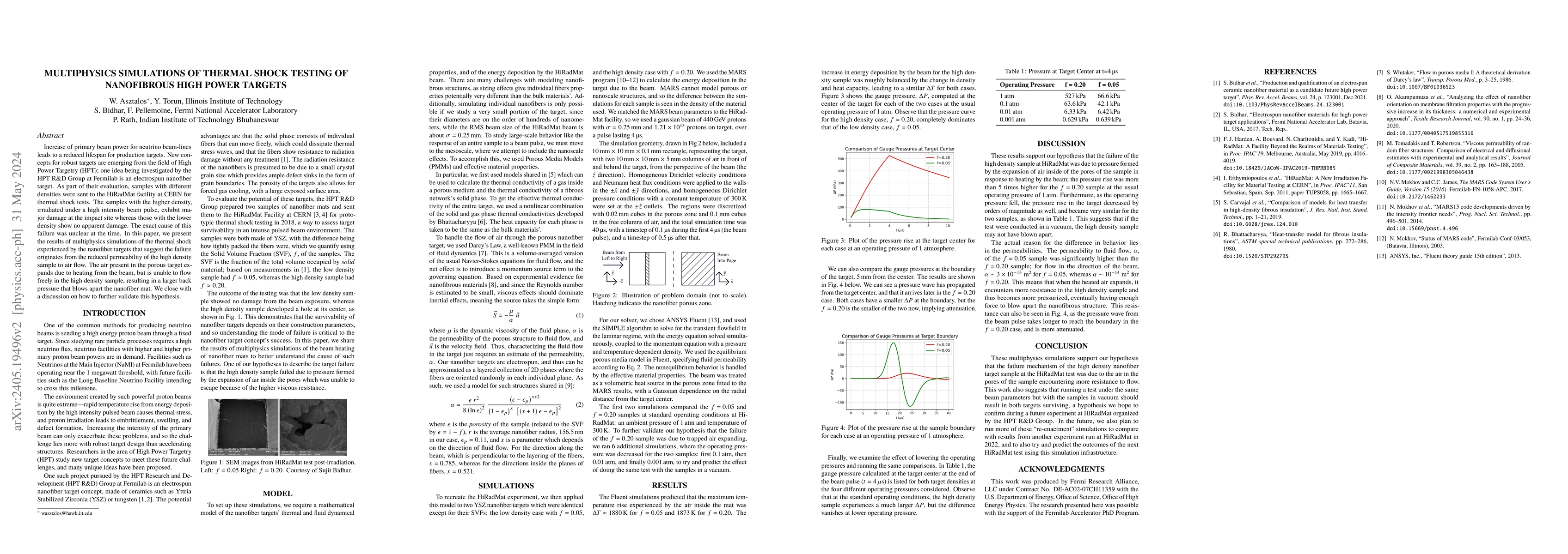 Thumbnail for Multiphysics Simulations of Thermal Shock Testing of Nanofibrous High
  Power Targets