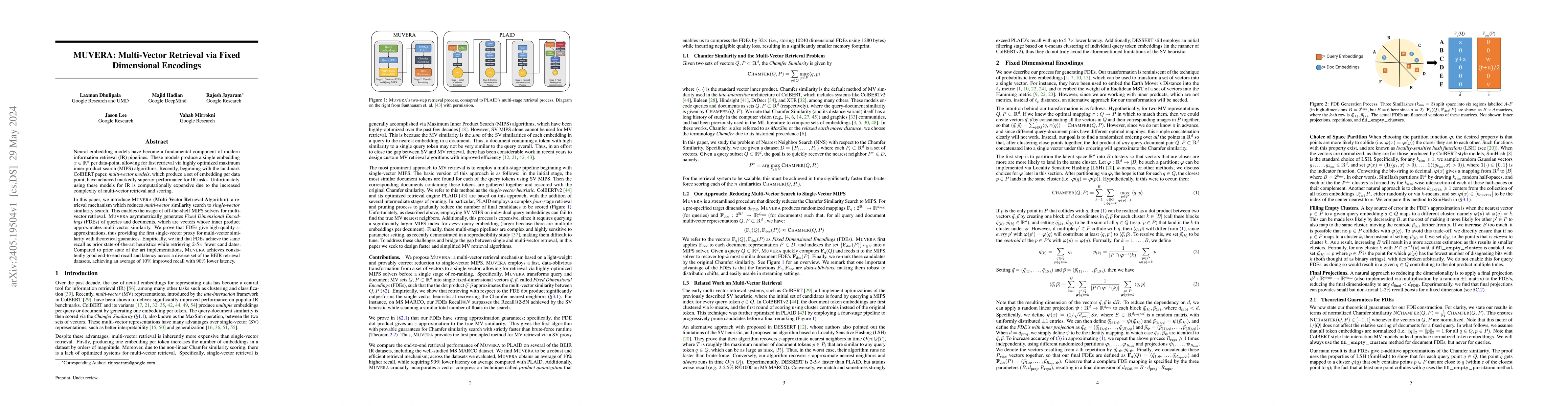 Thumbnail for MUVERA: Multi-Vector Retrieval via Fixed Dimensional Encodings