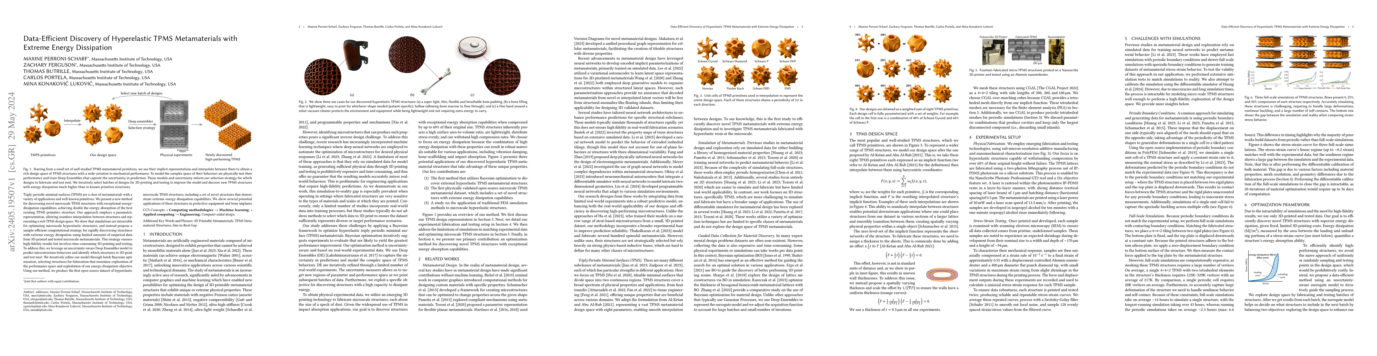 Thumbnail for Data-Efficient Discovery of Hyperelastic TPMS Metamaterials with Extreme
  Energy Dissipation