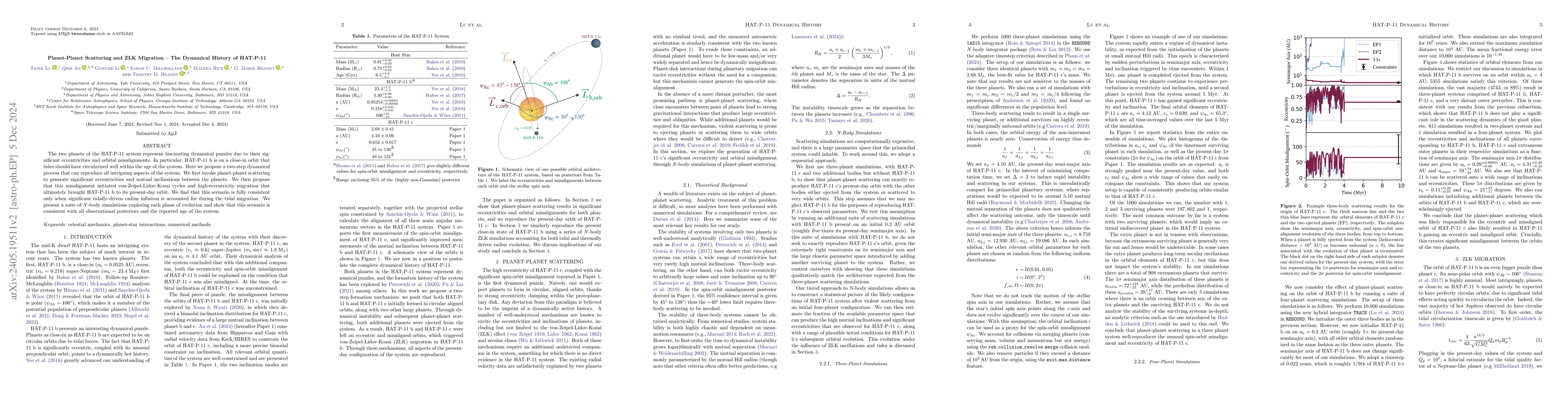 Thumbnail for Planet-Planet Scattering and ZLK Migration -- The Dynamical History of
  HAT-P-11