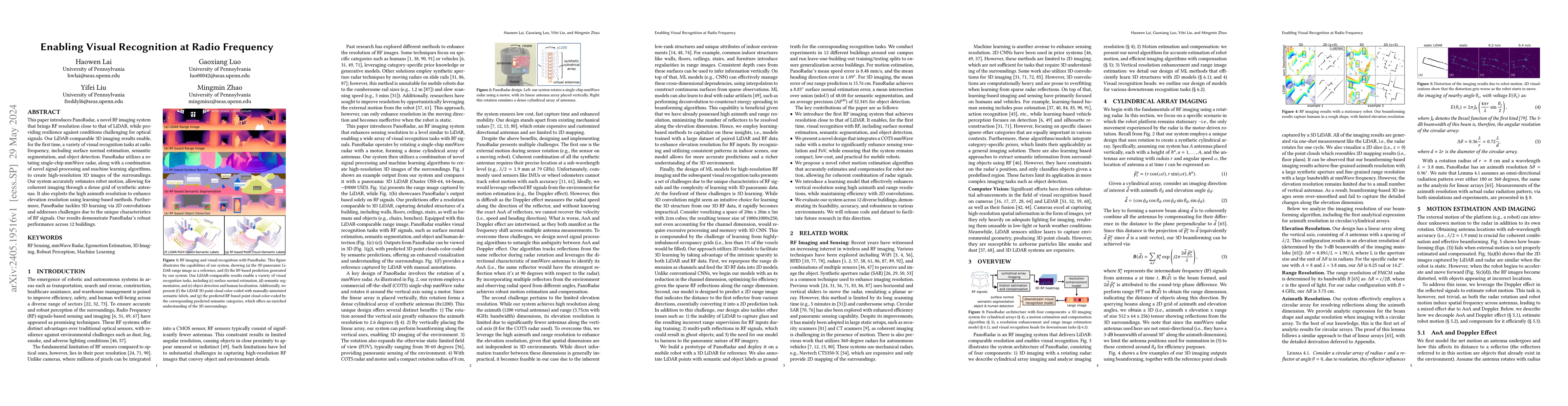 Thumbnail for Enabling Visual Recognition at Radio Frequency