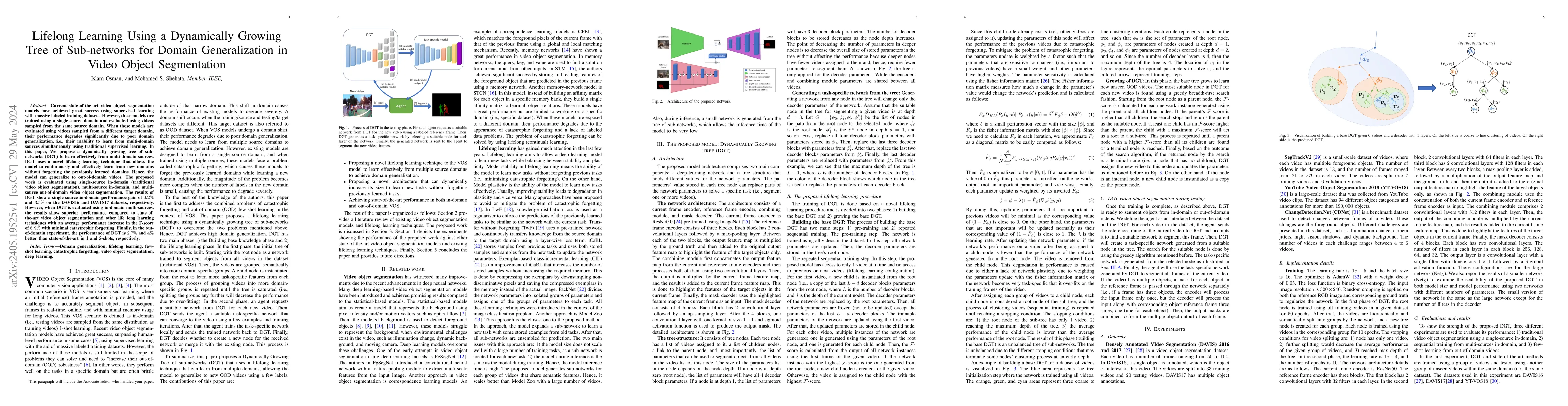 Thumbnail for Lifelong Learning Using a Dynamically Growing Tree of Sub-networks for
  Domain Generalization in Video Object Segmentation