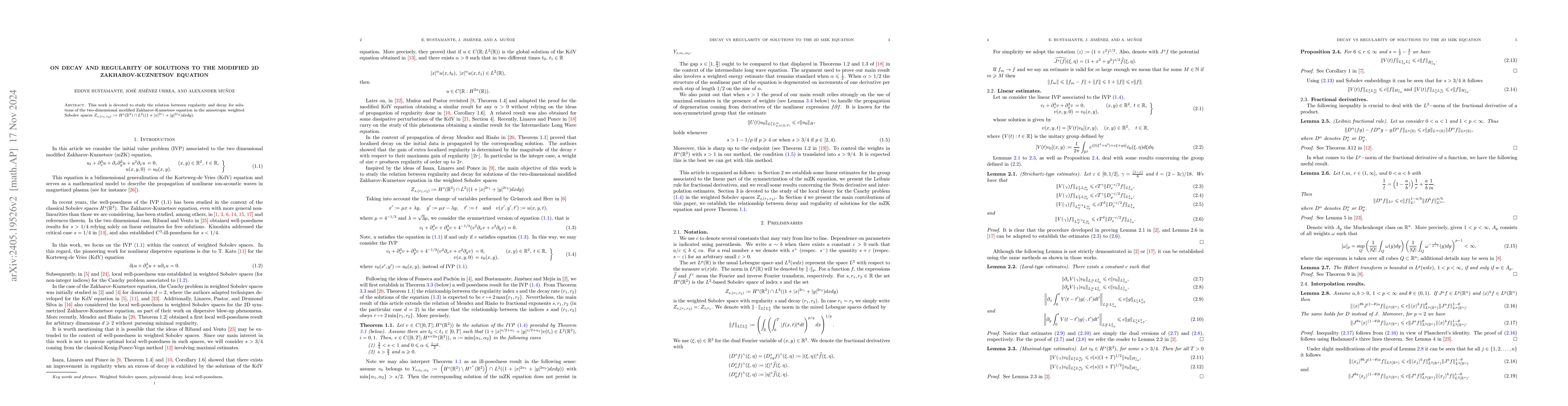 Thumbnail for On decay and regularity of solutions to the modified 2D
  Zakharov-Kuznetsov equation