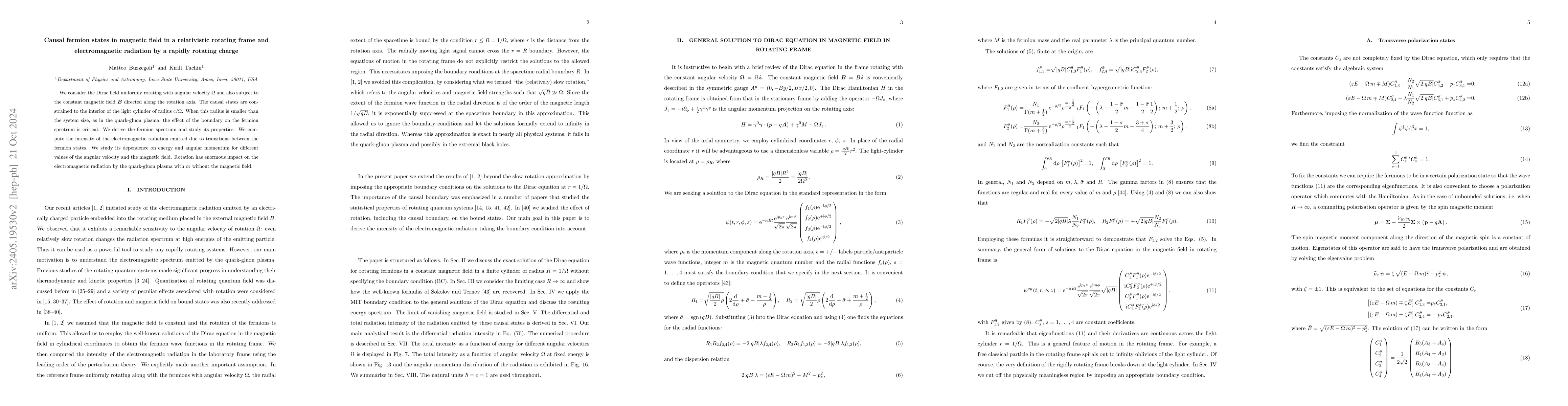 Thumbnail for Causal fermion states in magnetic field in relativistic rotating frame
  and electromagnetic radiation by rapidly rotating charge
