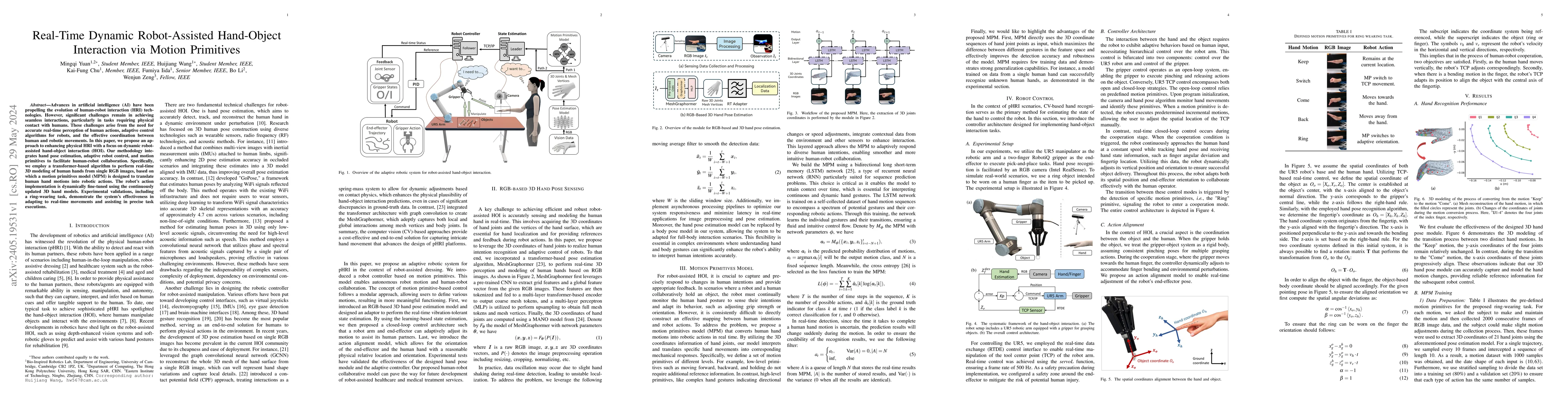 Thumbnail for Real-Time Dynamic Robot-Assisted Hand-Object Interaction via Motion
  Primitives