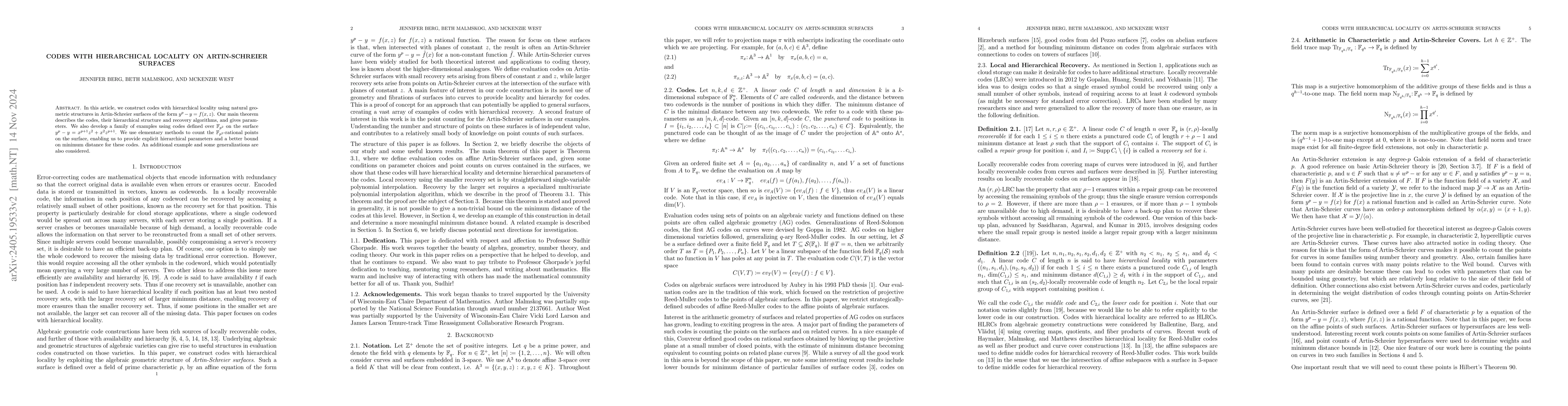 Thumbnail for Codes with Hierarchical Locality on Artin-Schreier Surfaces