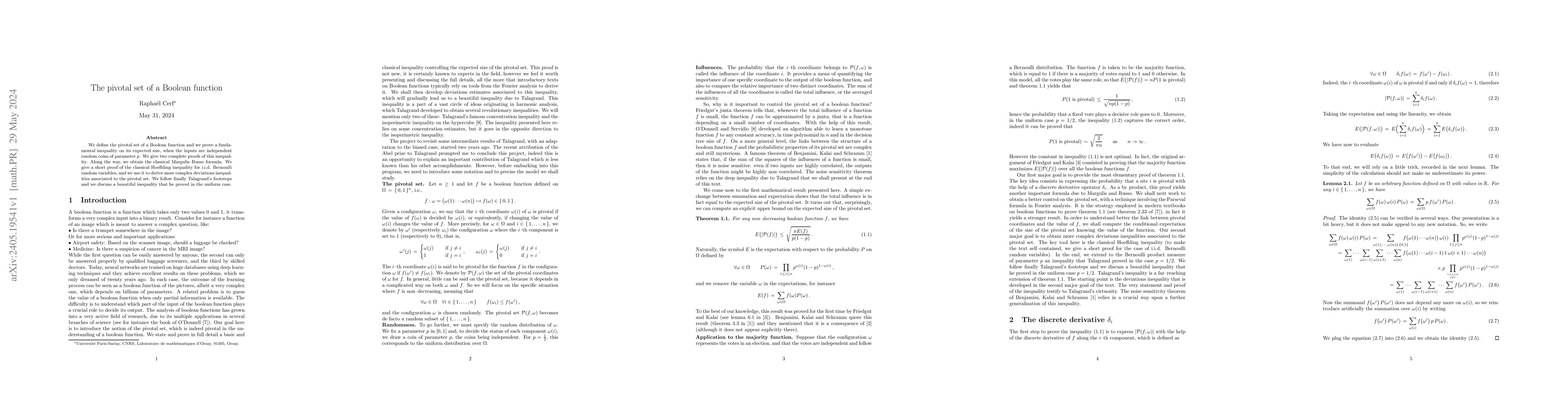 Thumbnail for The pivotal set of a Boolean function