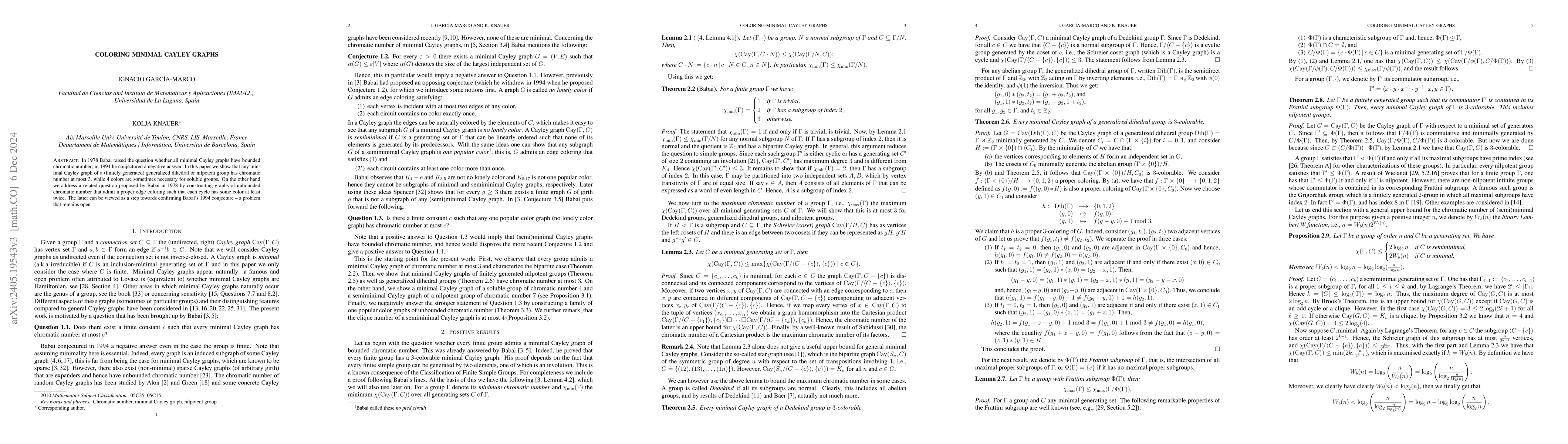 Thumbnail for Coloring minimal Cayley graphs