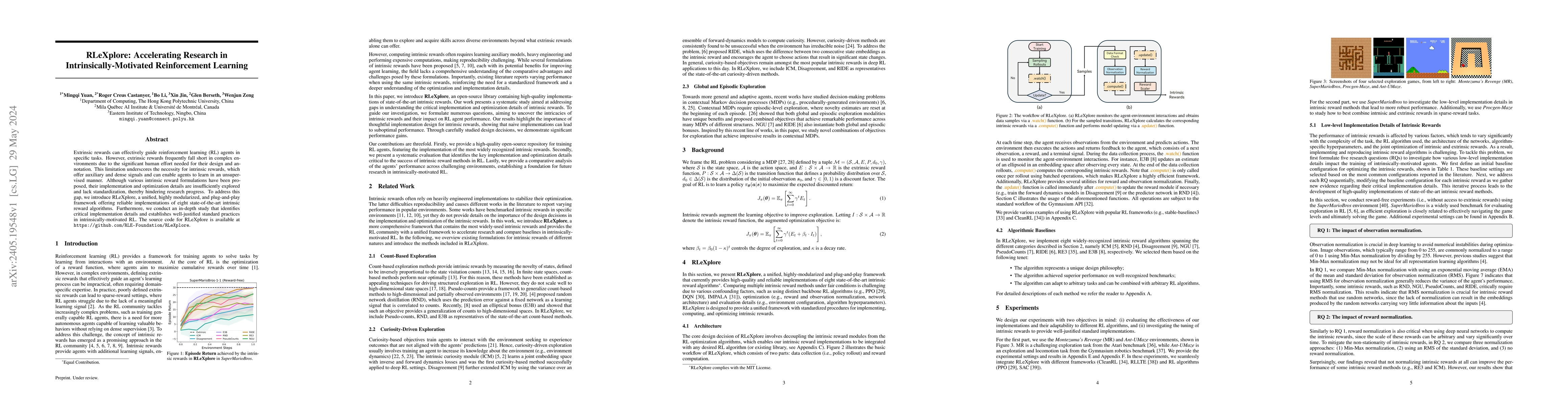Thumbnail for RLeXplore: Accelerating Research in Intrinsically-Motivated
  Reinforcement Learning