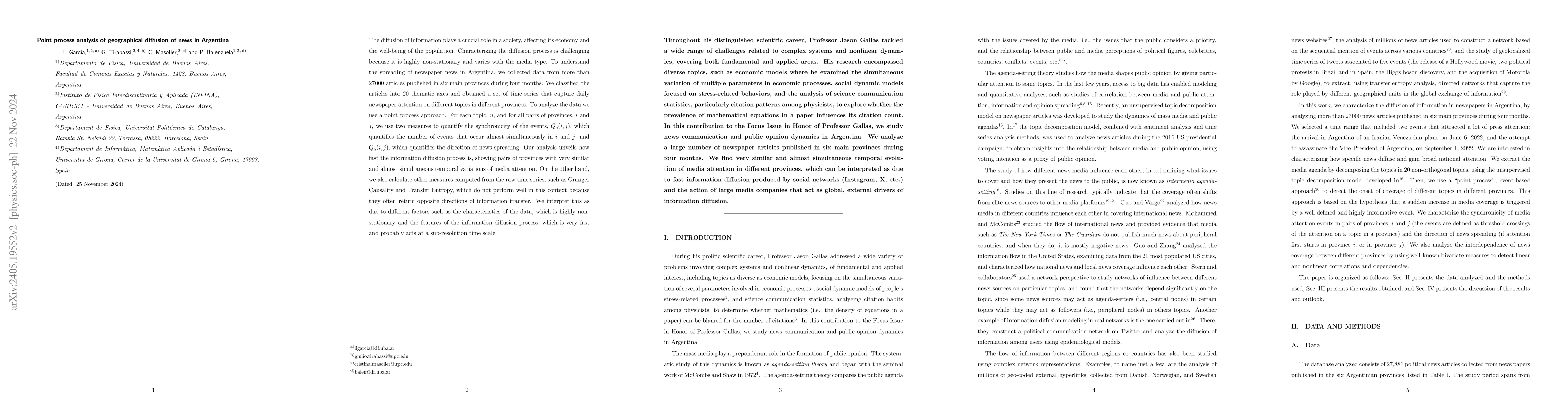 Thumbnail for Point process analysis of geographical diffusion of news in Argentina