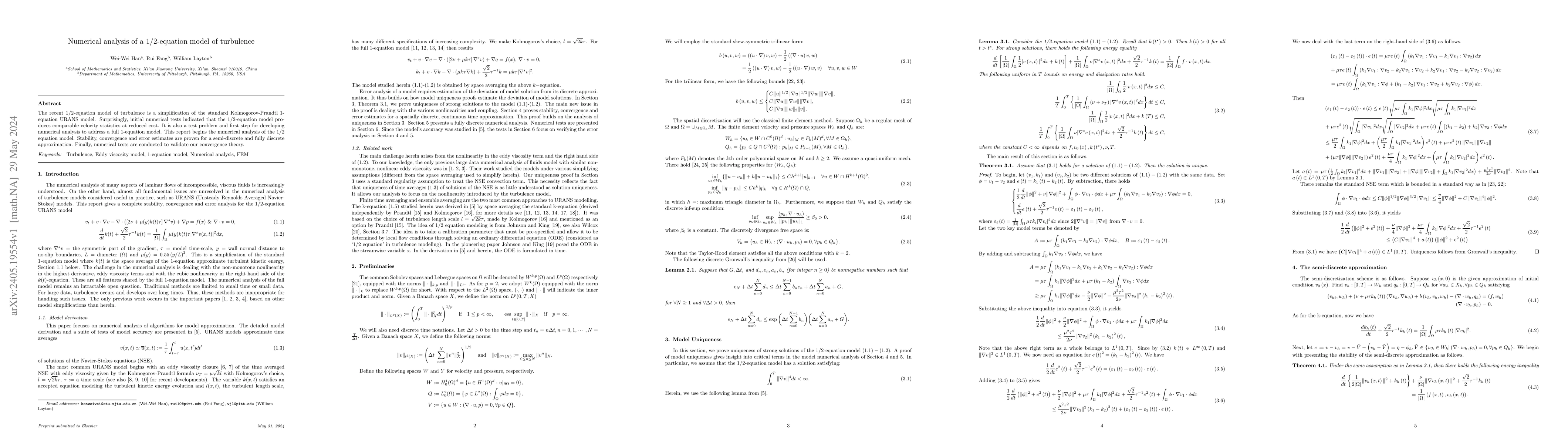 Thumbnail for Numerical analysis of a 1/2-equation model of turbulence