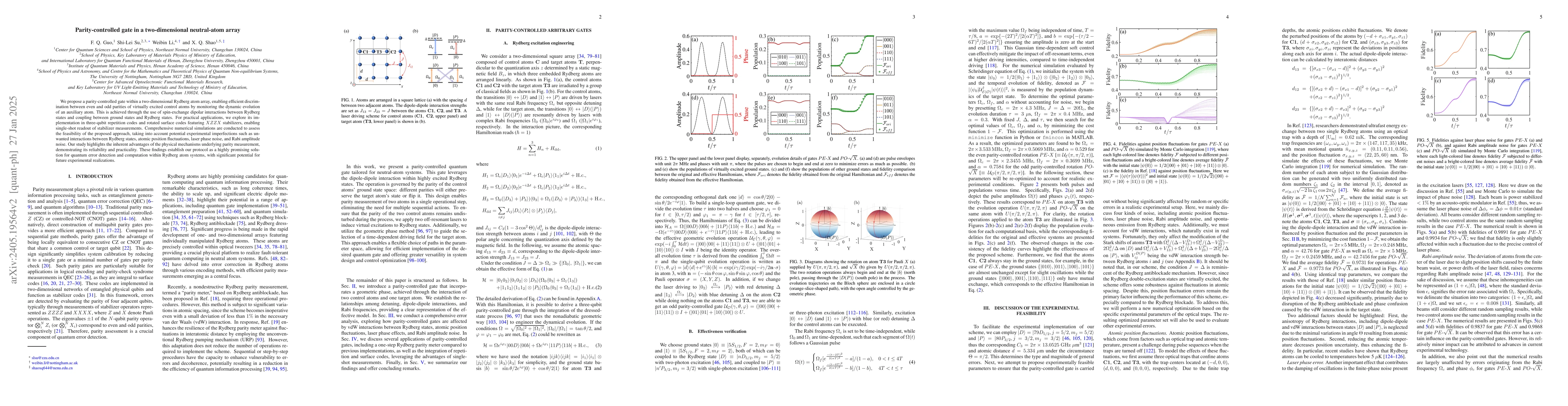 Thumbnail for Quantum error detection with noise-resilient parity-controlled gate in
  two-dimensional Rydberg atom arrays