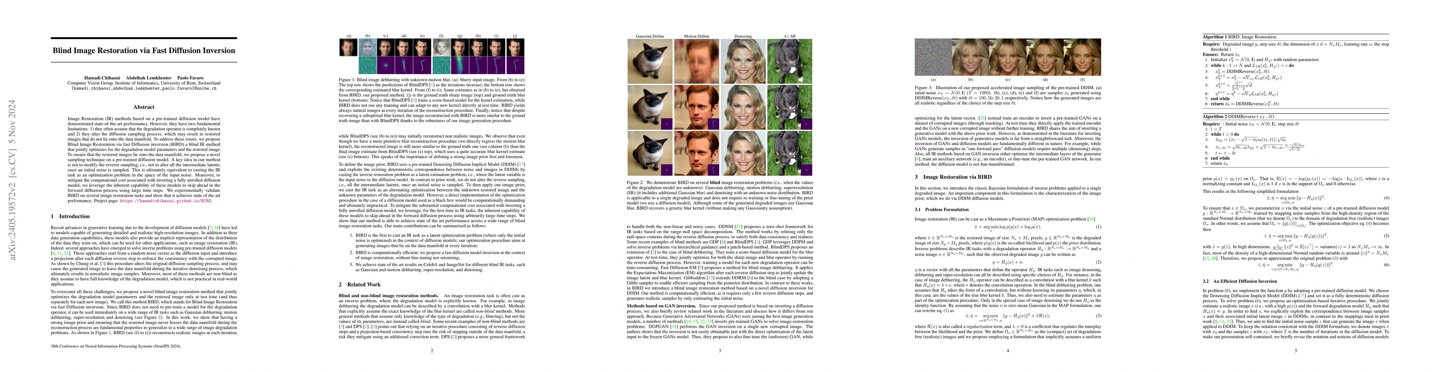 Thumbnail for Blind Image Restoration via Fast Diffusion Inversion
