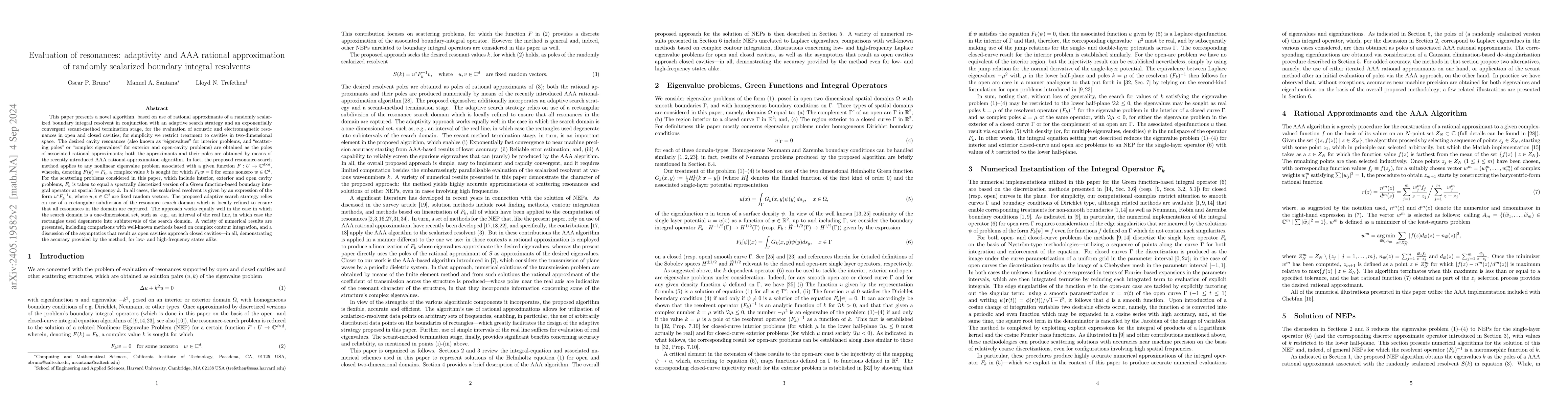 Thumbnail for Evaluation of Resonances via AAA Rational Approximation of Randomly
  Scalarized Boundary Integral Resolvents