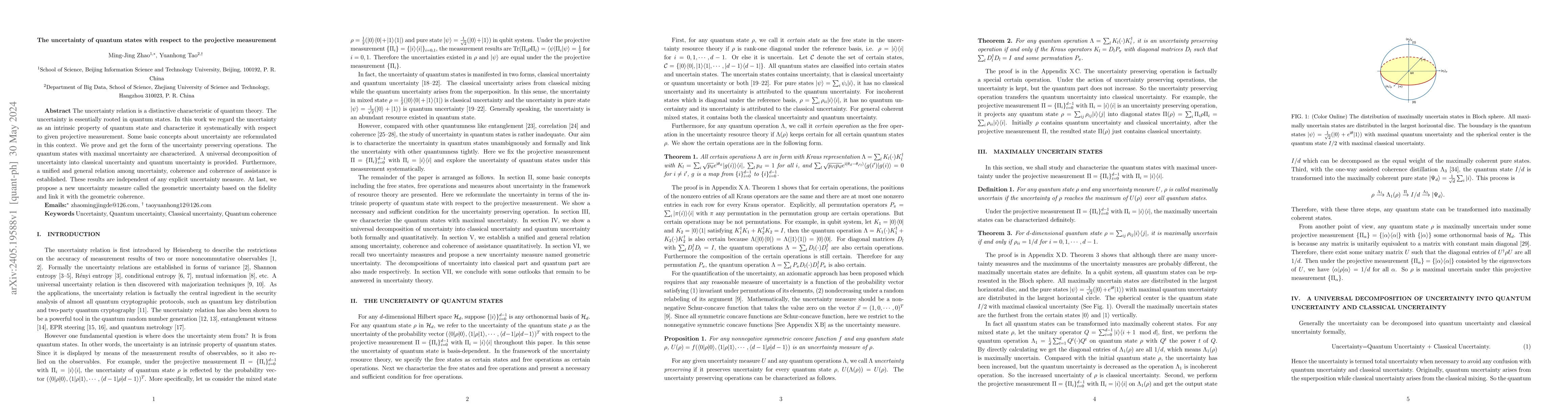 Thumbnail for The uncertainty of quantum states with respect to the projective
  measurement