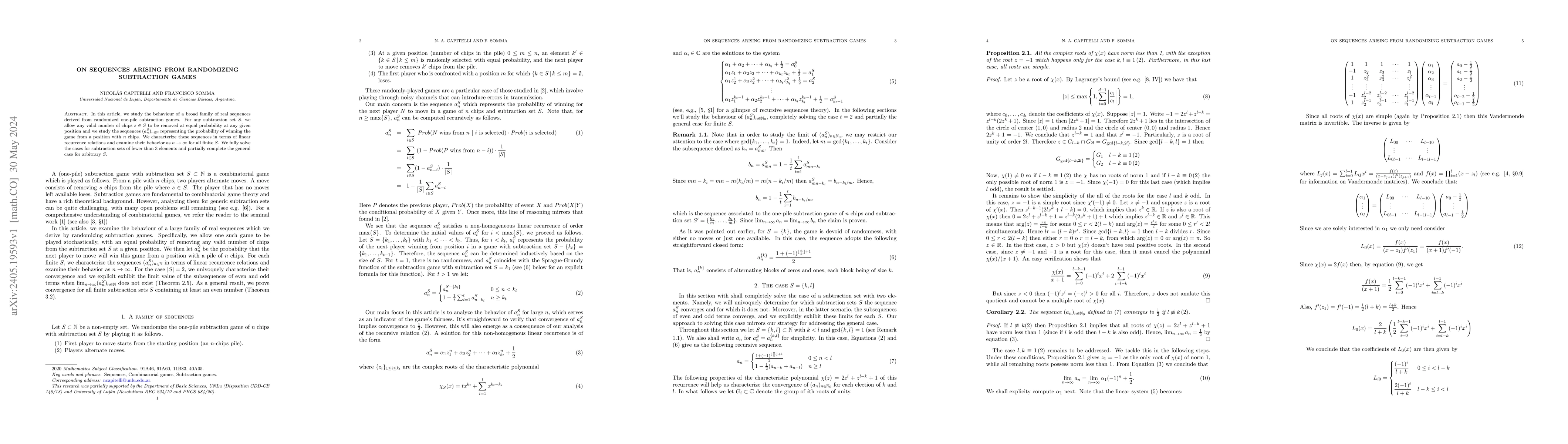 Thumbnail for On sequences arising from randomizing subtraction games
