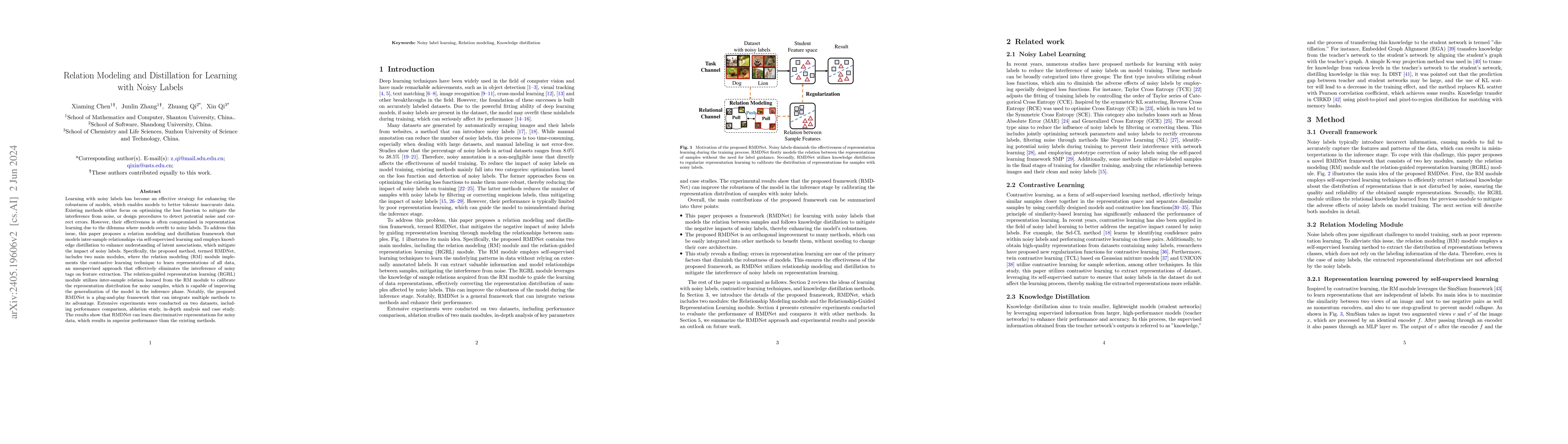 Thumbnail for Relation Modeling and Distillation for Learning with Noisy Labels