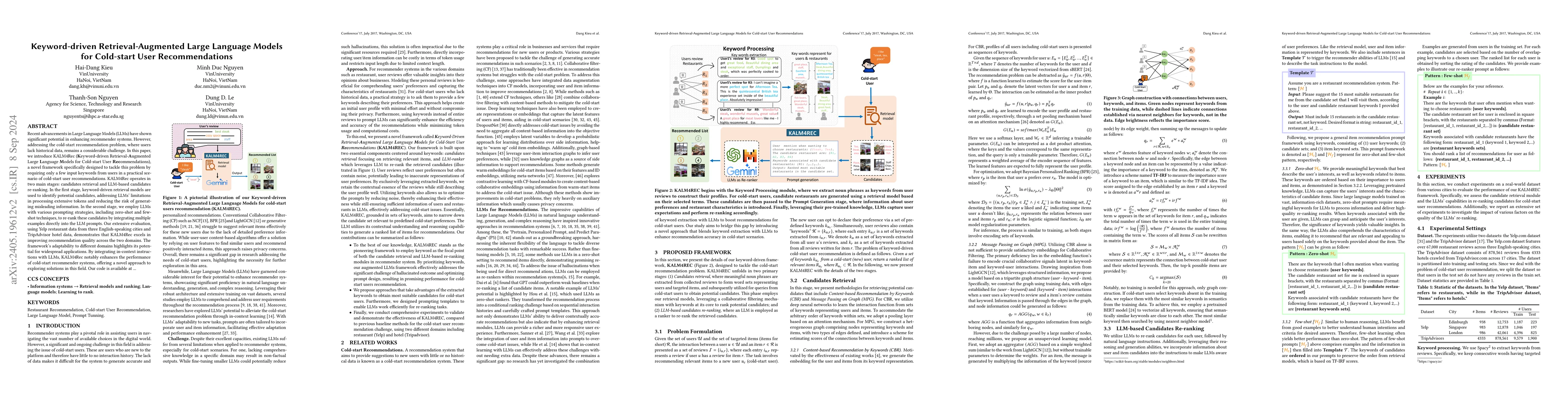Thumbnail for Keyword-driven Retrieval-Augmented Large Language Models for Cold-start
  User Recommendations
