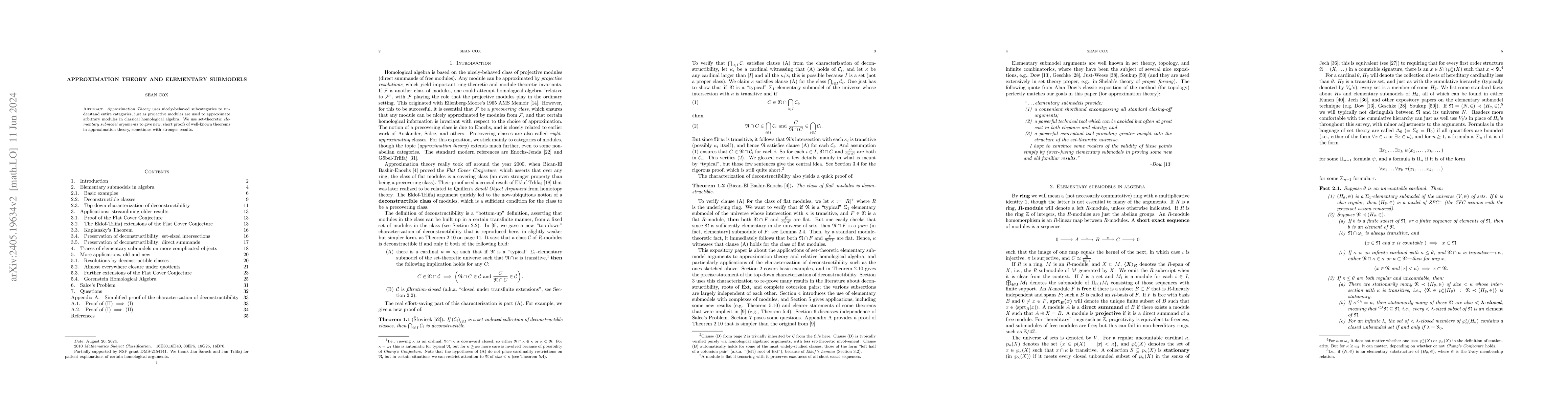 Thumbnail for Approximation Theory and Elementary Submodels