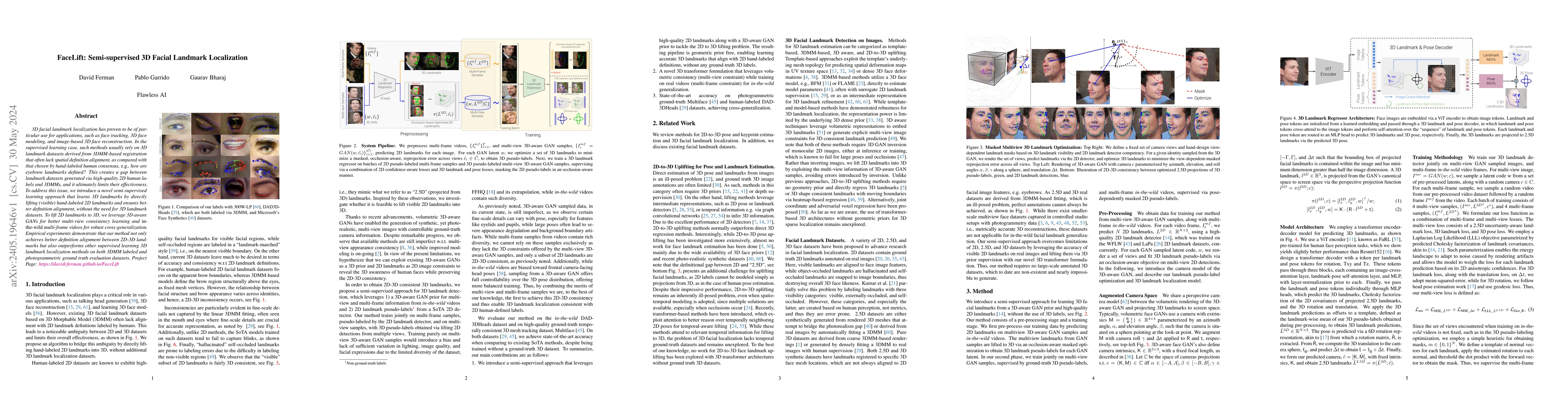 Thumbnail for FaceLift: Semi-supervised 3D Facial Landmark Localization