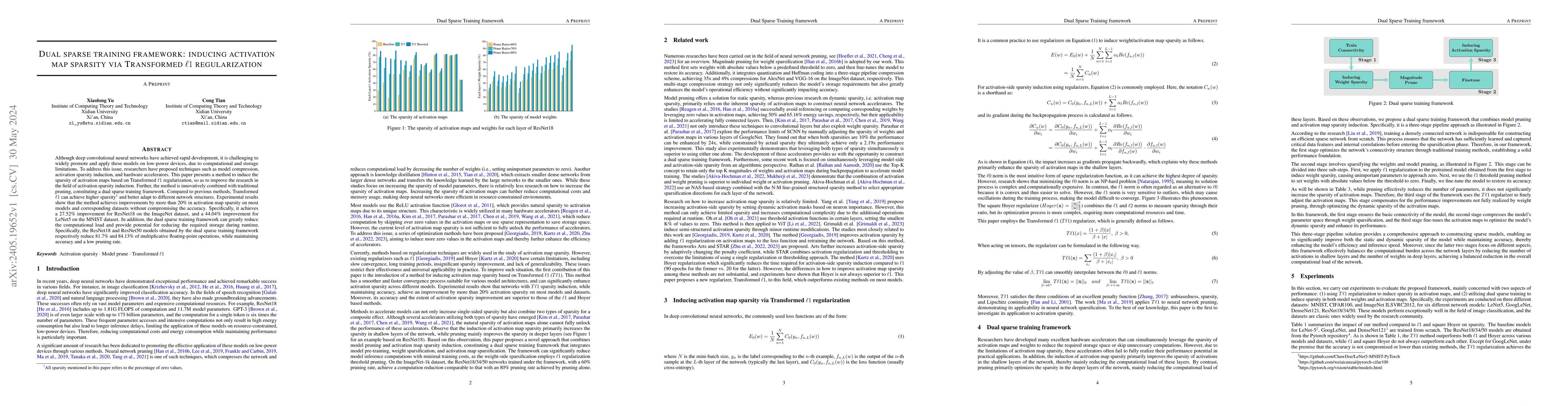 Thumbnail for Dual sparse training framework: inducing activation map sparsity via
  Transformed $\ell1$ regularization