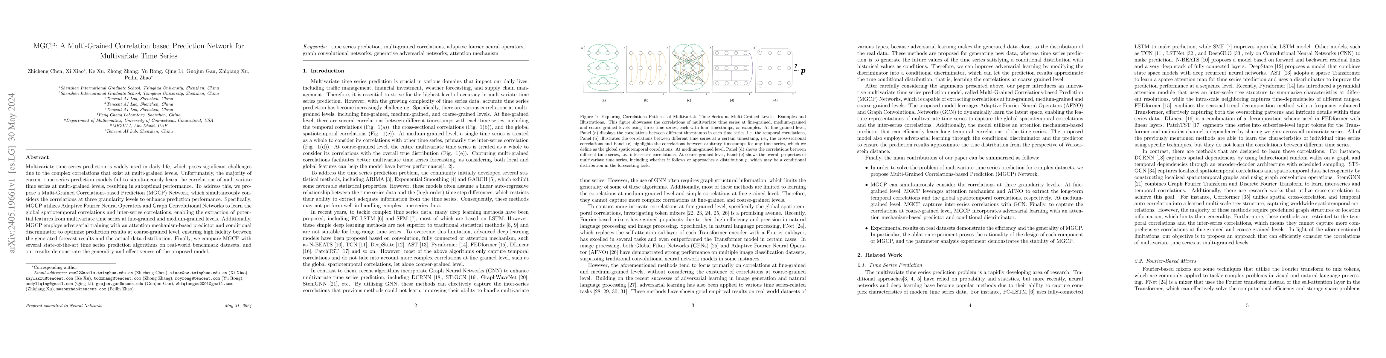 Thumbnail for MGCP: A Multi-Grained Correlation based Prediction Network for
  Multivariate Time Series