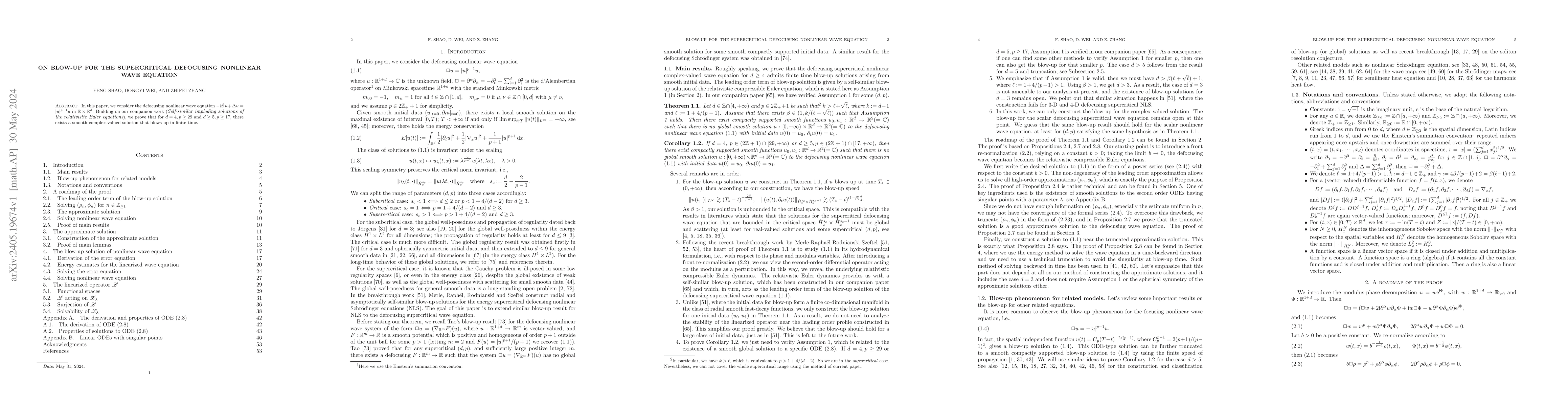 Thumbnail for On blow-up for the supercritical defocusing nonlinear wave equation