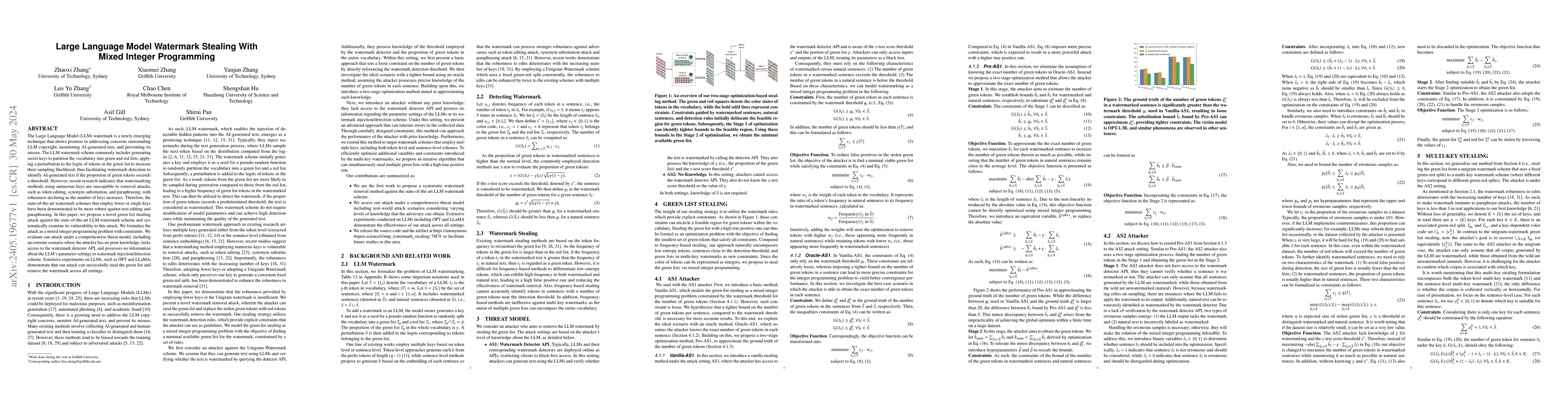 Thumbnail for Large Language Model Watermark Stealing With Mixed Integer Programming