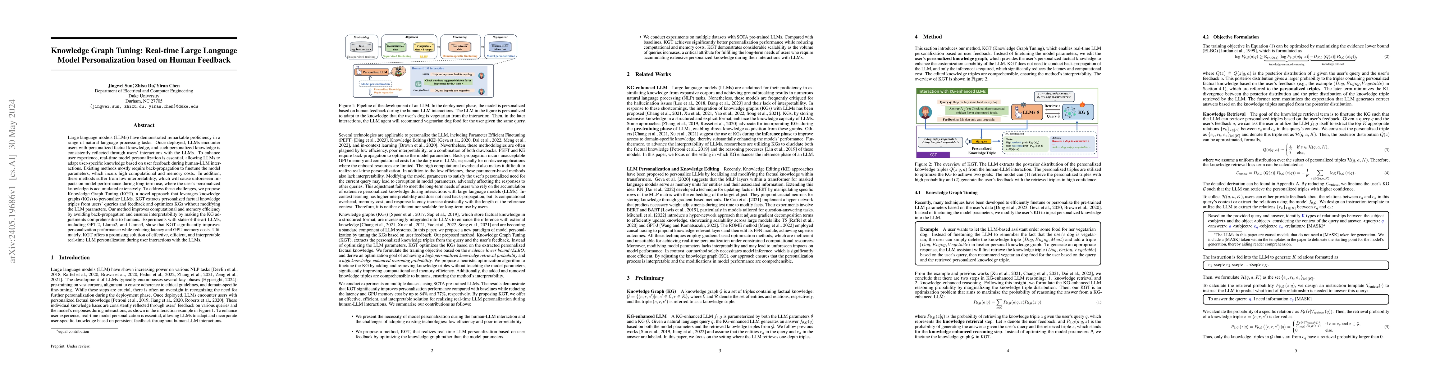 Thumbnail for Knowledge Graph Tuning: Real-time Large Language Model Personalization
  based on Human Feedback