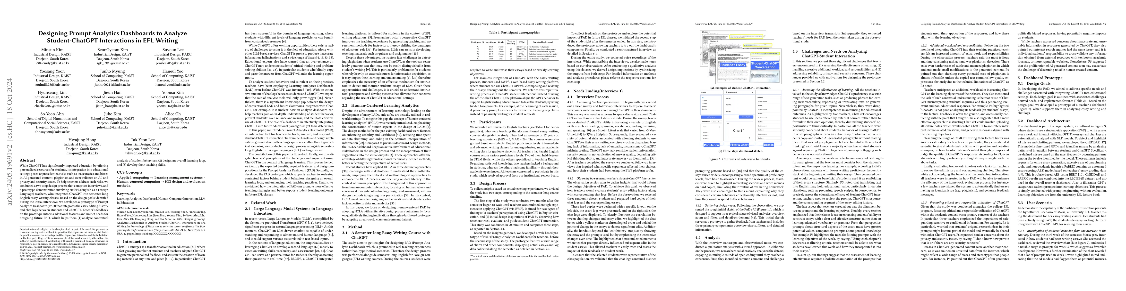 Thumbnail for Designing Prompt Analytics Dashboards to Analyze Student-ChatGPT
  Interactions in EFL Writing