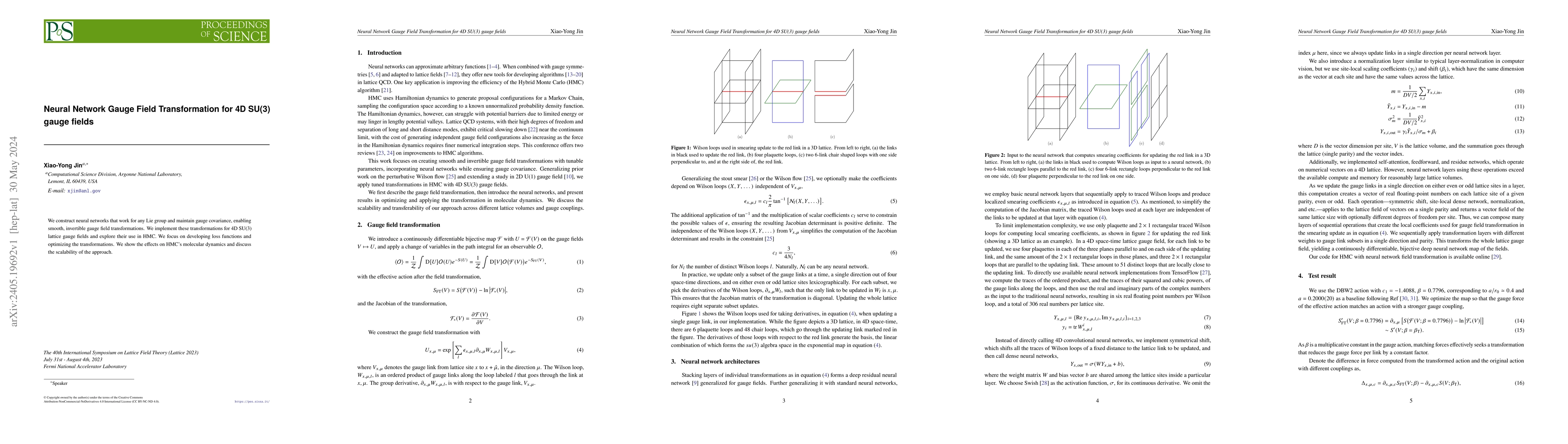Thumbnail for Neural Network Gauge Field Transformation for 4D SU(3) gauge fields