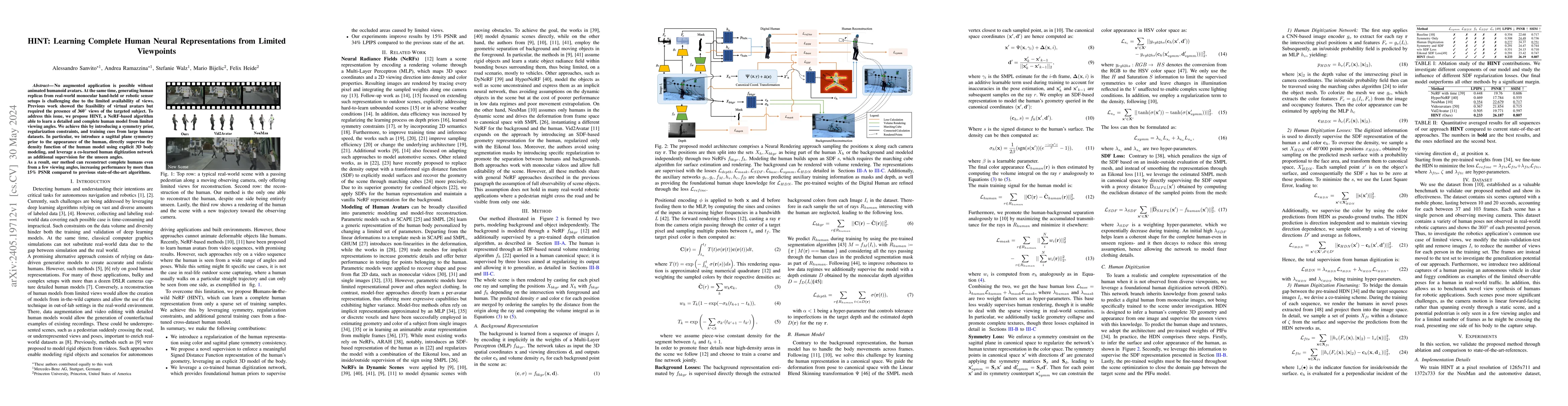 Thumbnail for HINT: Learning Complete Human Neural Representations from Limited
  Viewpoints