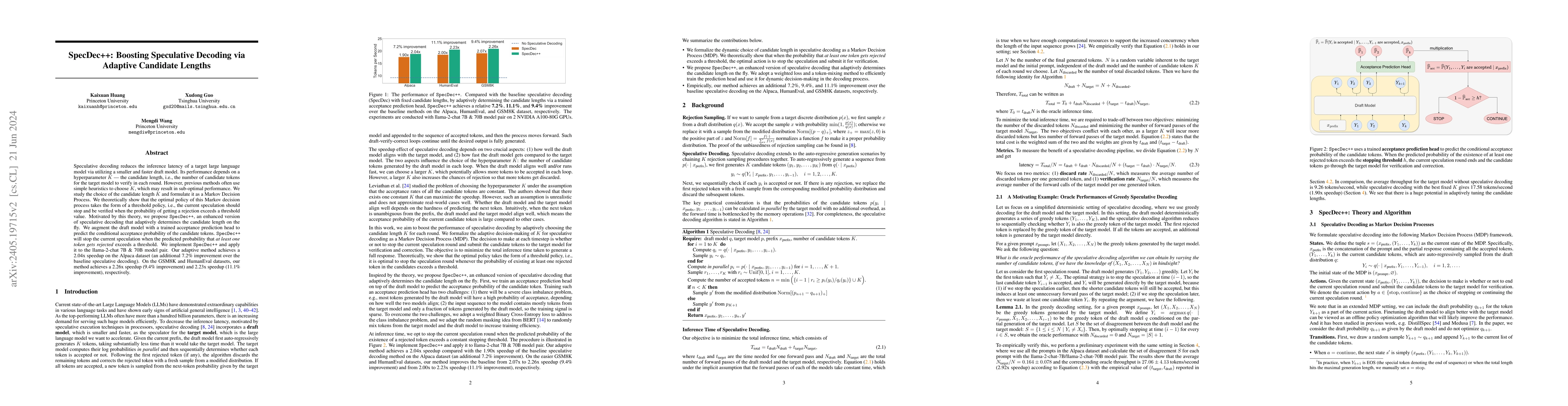 Thumbnail for SpecDec++: Boosting Speculative Decoding via Adaptive Candidate Lengths