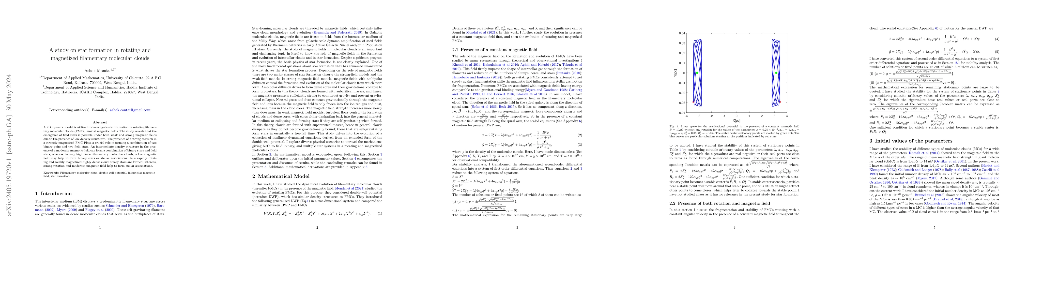 Thumbnail for A study on star formation in rotating and magnetized filamentary
  molecular clouds