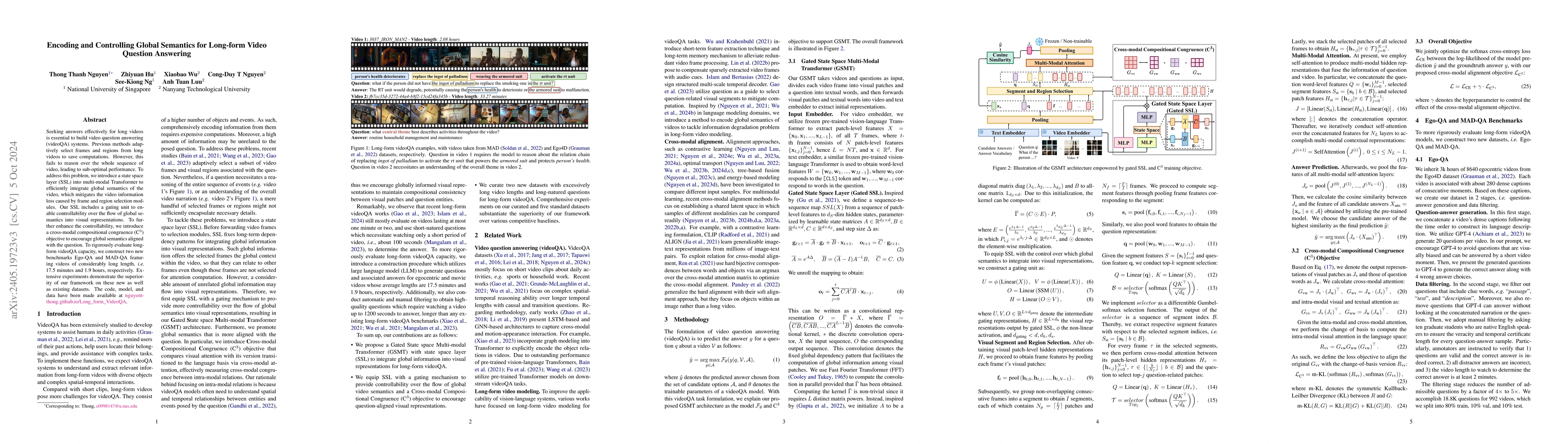 Thumbnail for Encoding and Controlling Global Semantics for Long-form Video Question
  Answering