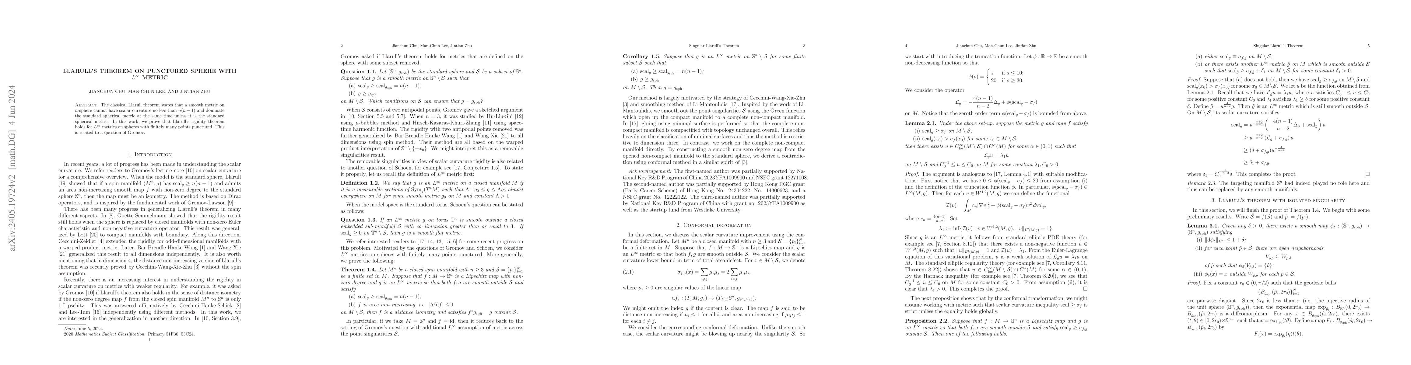 Thumbnail for Llarull's theorem on punctured sphere with $L^\infty$ metric