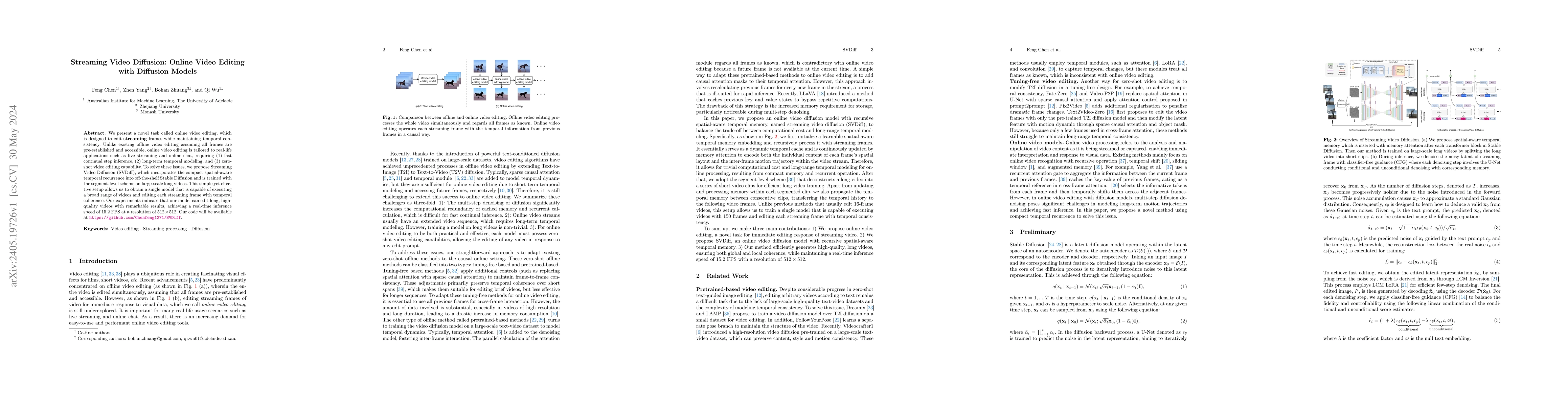 Thumbnail for Streaming Video Diffusion: Online Video Editing with Diffusion Models