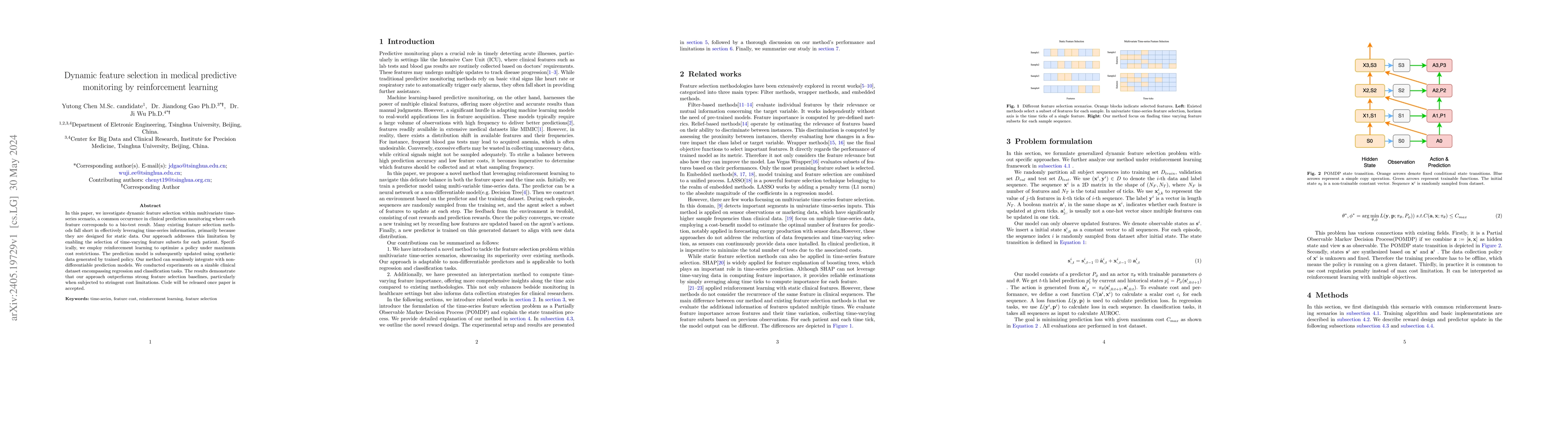 Thumbnail for Dynamic feature selection in medical predictive monitoring by
  reinforcement learning