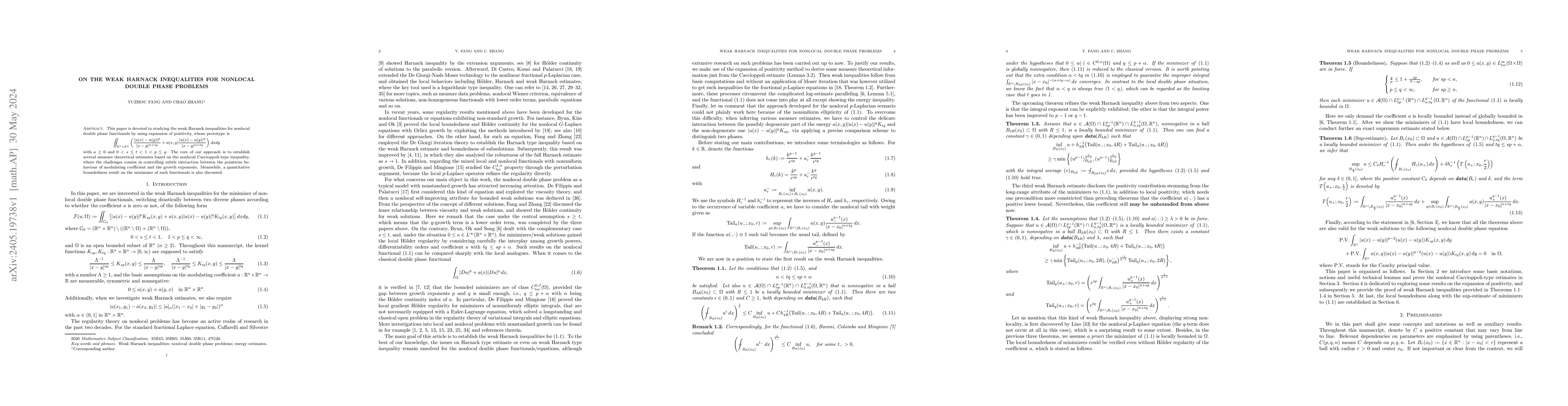 Thumbnail for On the weak Harnack inequalities for nonlocal double phase problems