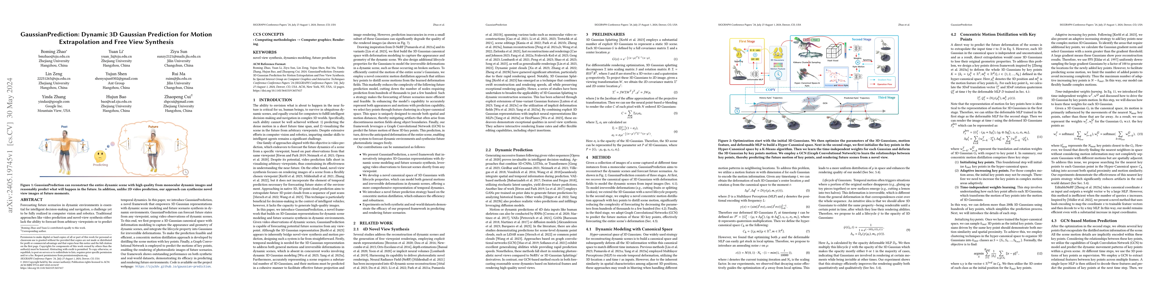 Thumbnail for GaussianPrediction: Dynamic 3D Gaussian Prediction for Motion
  Extrapolation and Free View Synthesis