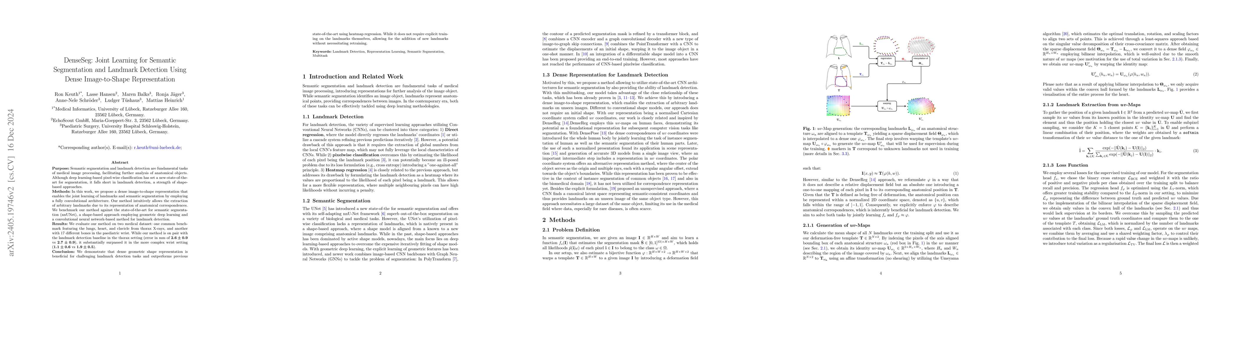 Thumbnail for DenseSeg: Joint Learning for Semantic Segmentation and Landmark
  Detection Using Dense Image-to-Shape Representation