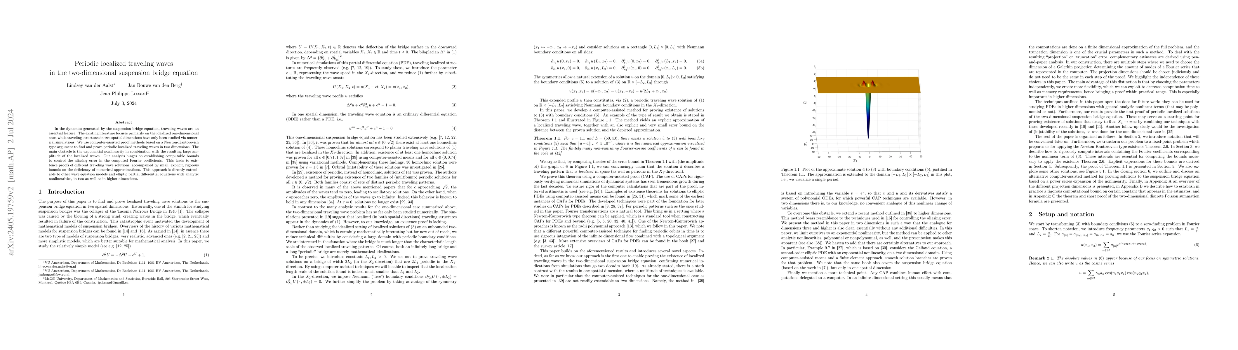 Thumbnail for Periodic localized traveling waves in the two-dimensional suspension
  bridge equation