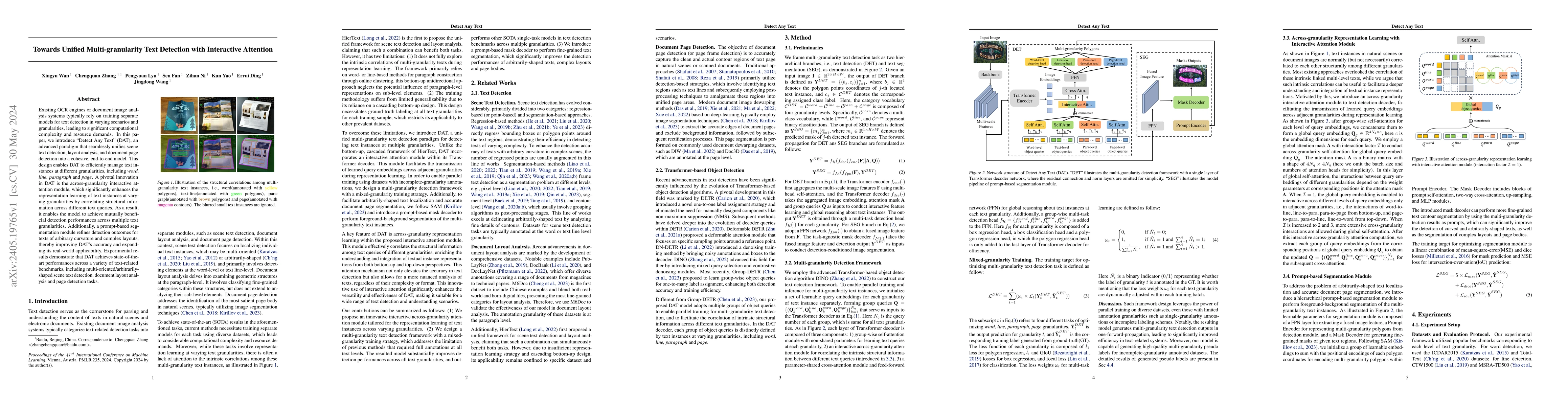 Thumbnail for Towards Unified Multi-granularity Text Detection with Interactive
  Attention