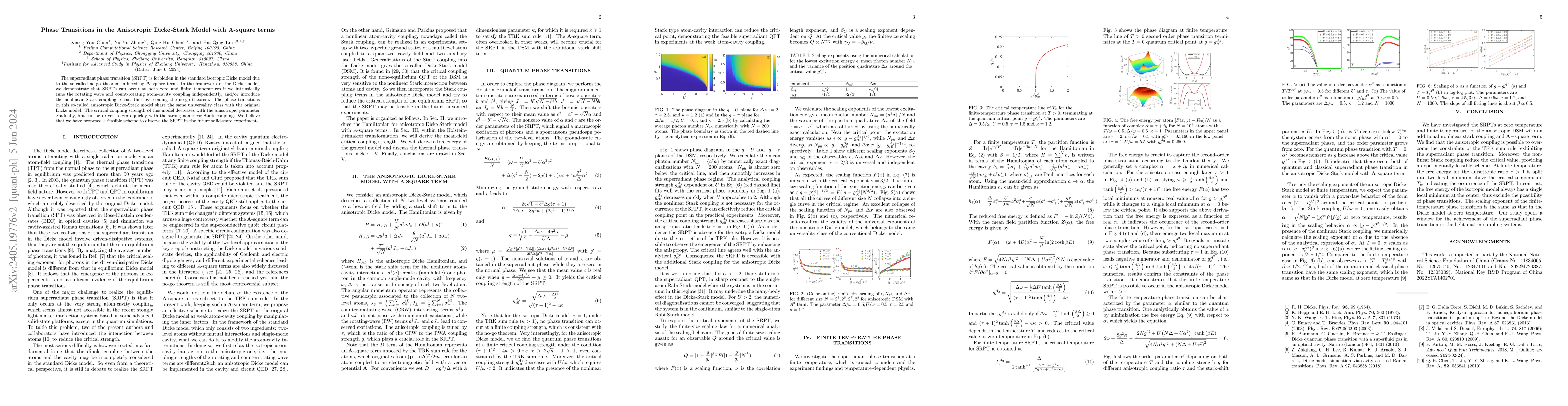 Thumbnail for Phase Transitions in the Anisotropic Dicke-Stark Model with $A$-square
  terms